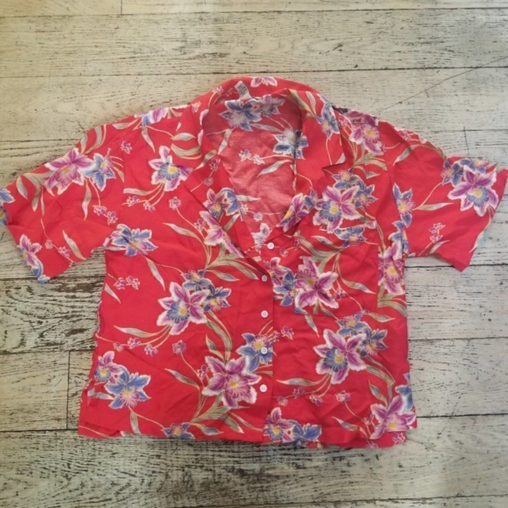 Forever 21 Tropical Hawaiian Style Button Down Top M